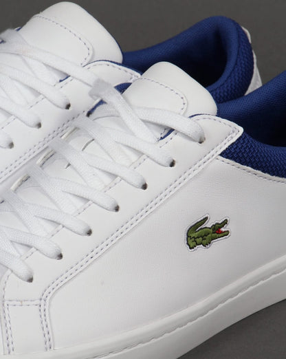 Lacoste Straightset Leder-Sneaker Weiß/Blau