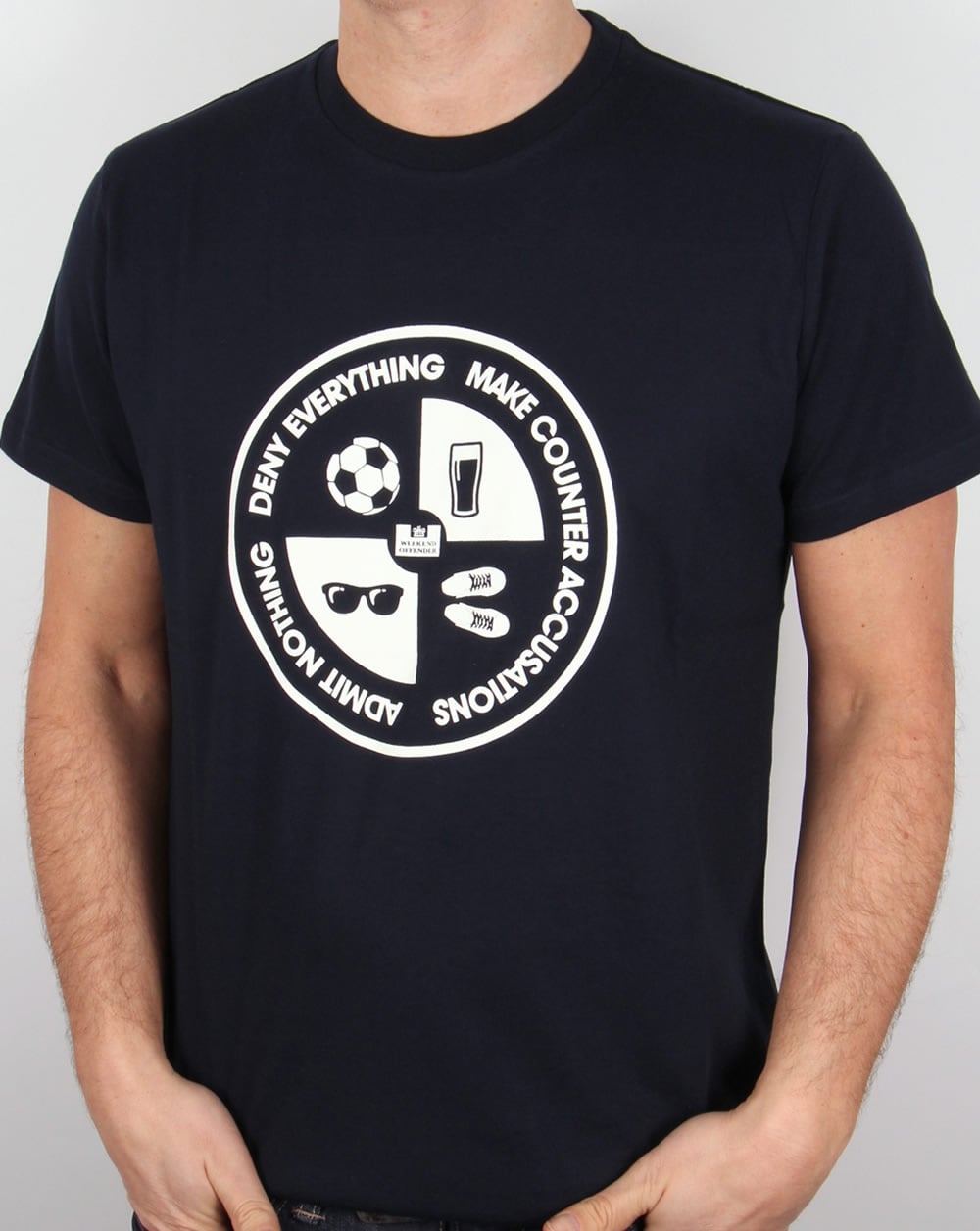 Weekend Offender – T-Shirt „Deny Everything“ in Marineblau