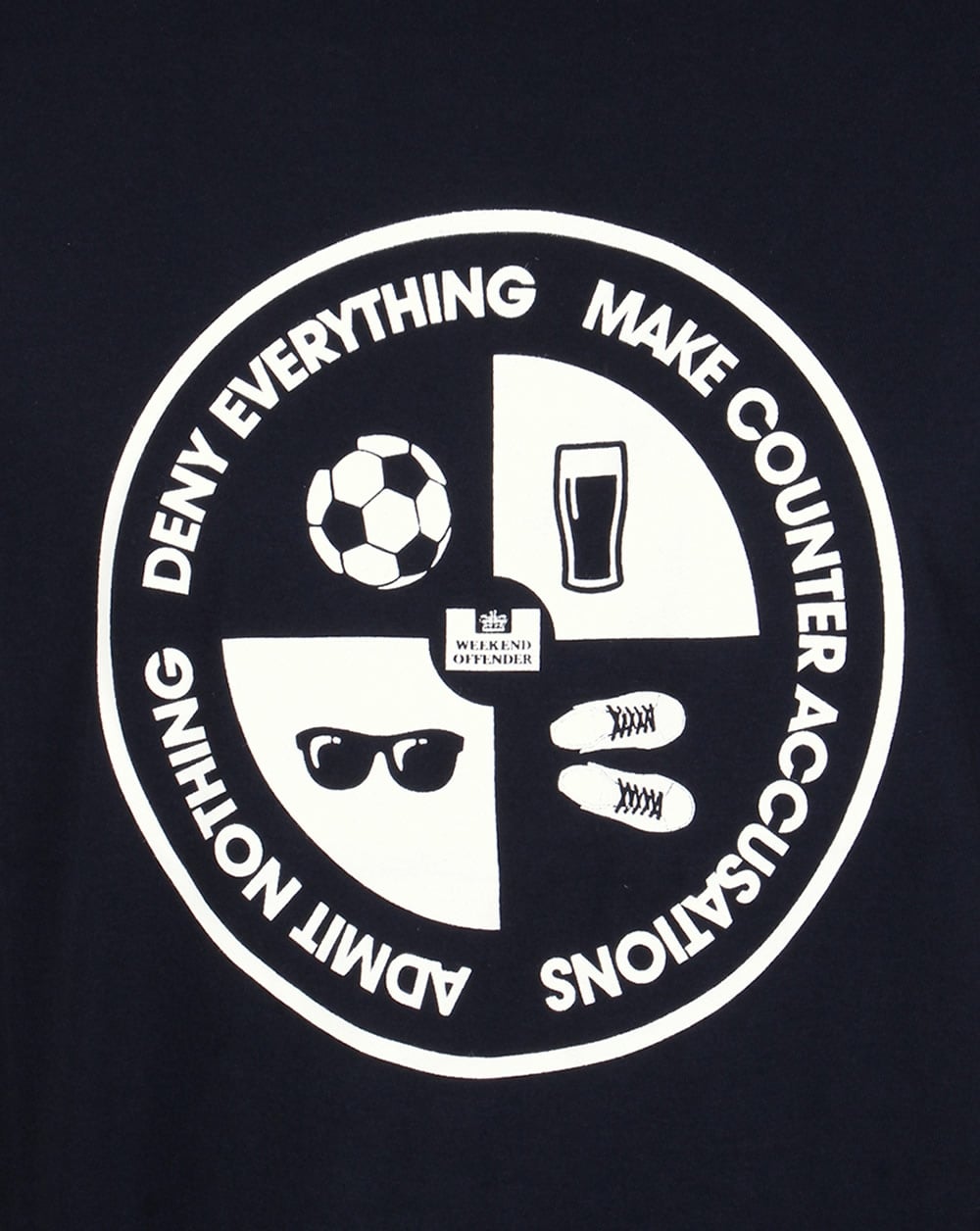 Weekend Offender – T-Shirt „Deny Everything“ in Marineblau