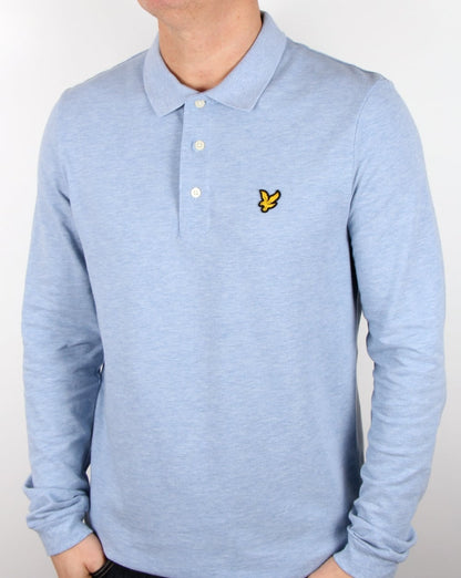 Lyle And Scott – Langärmliges Poloshirt in Blaumeliert