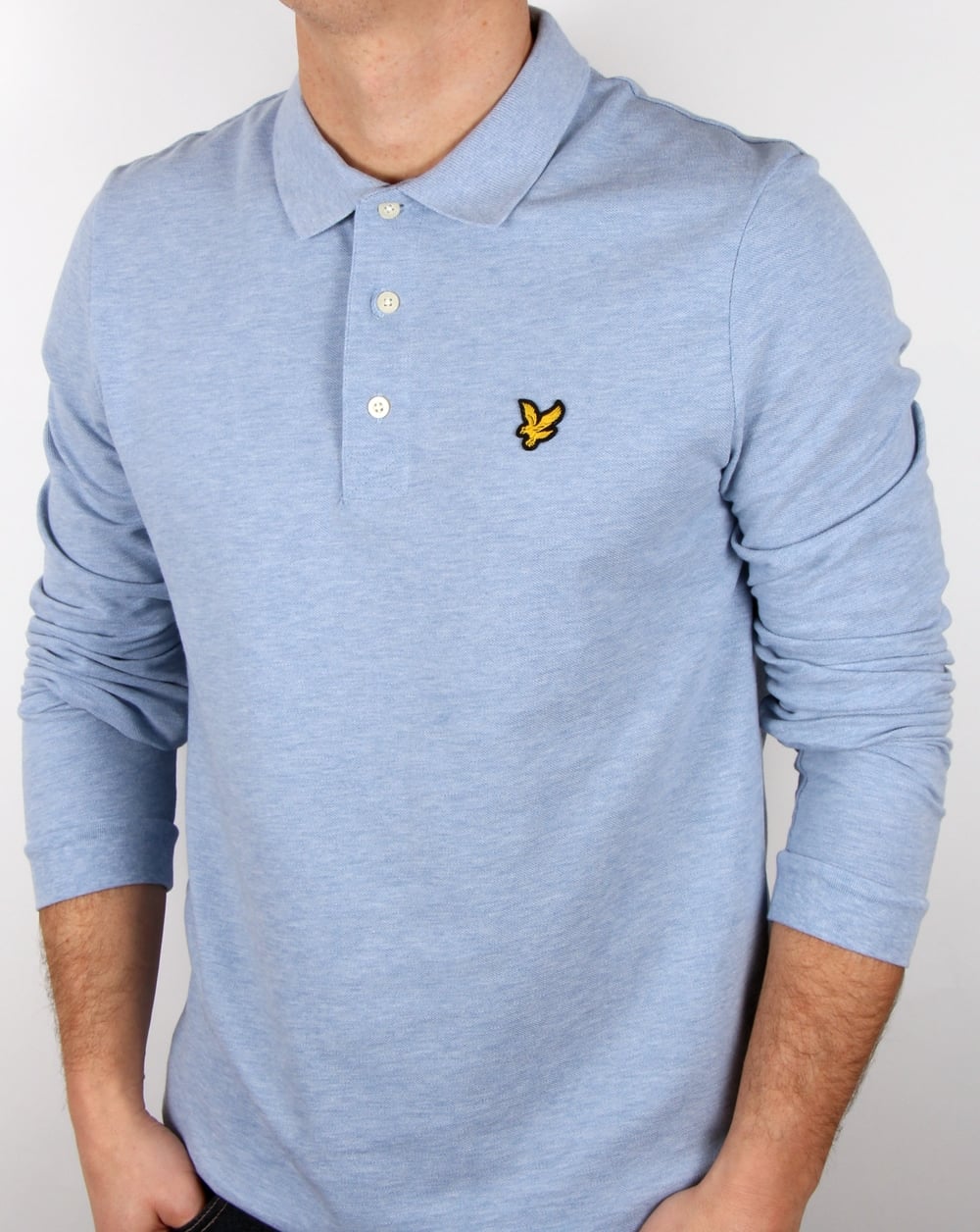 Lyle And Scott – Langärmliges Poloshirt in Blaumeliert