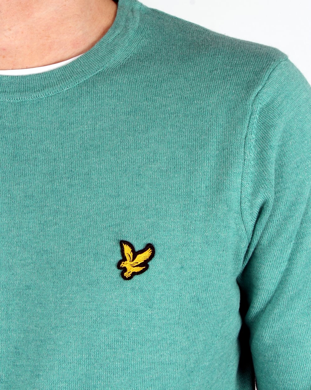 Lyle And Scott Rundhalspullover aus Baumwoll-Merinowolle Mittelgrün