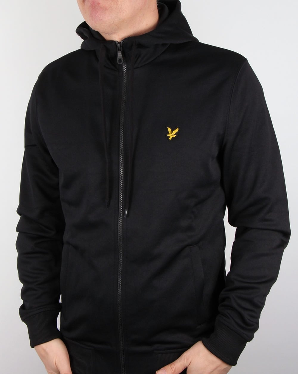 Lyle And Scott – Schwarzes Trainingsoberteil mit Trichterkragen und Kapuze