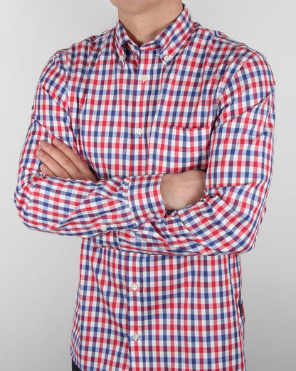 Aquascutum Emsworth Karohemd Rot/Weiß/Marineblau