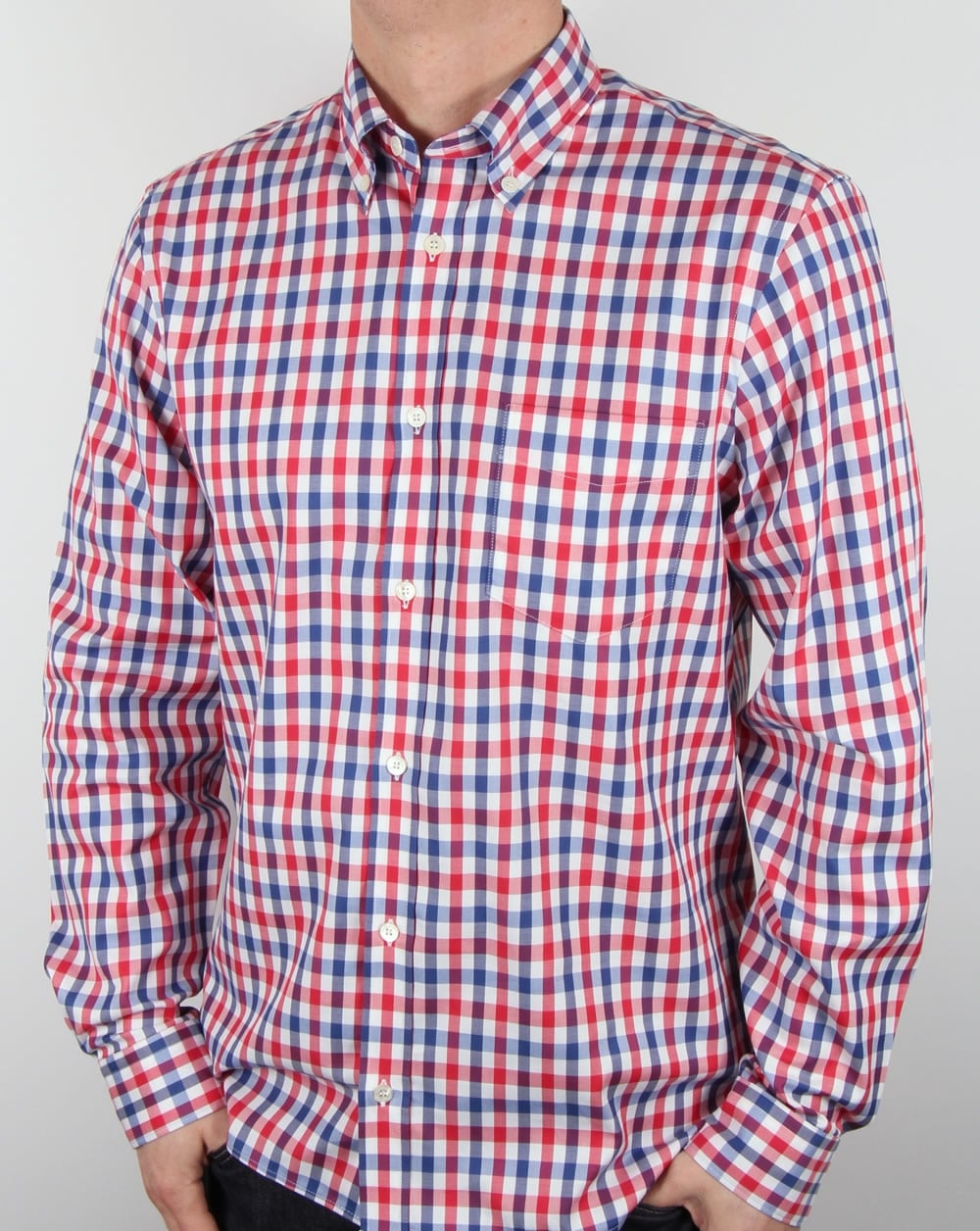 Aquascutum Emsworth Karohemd Rot/Weiß/Marineblau