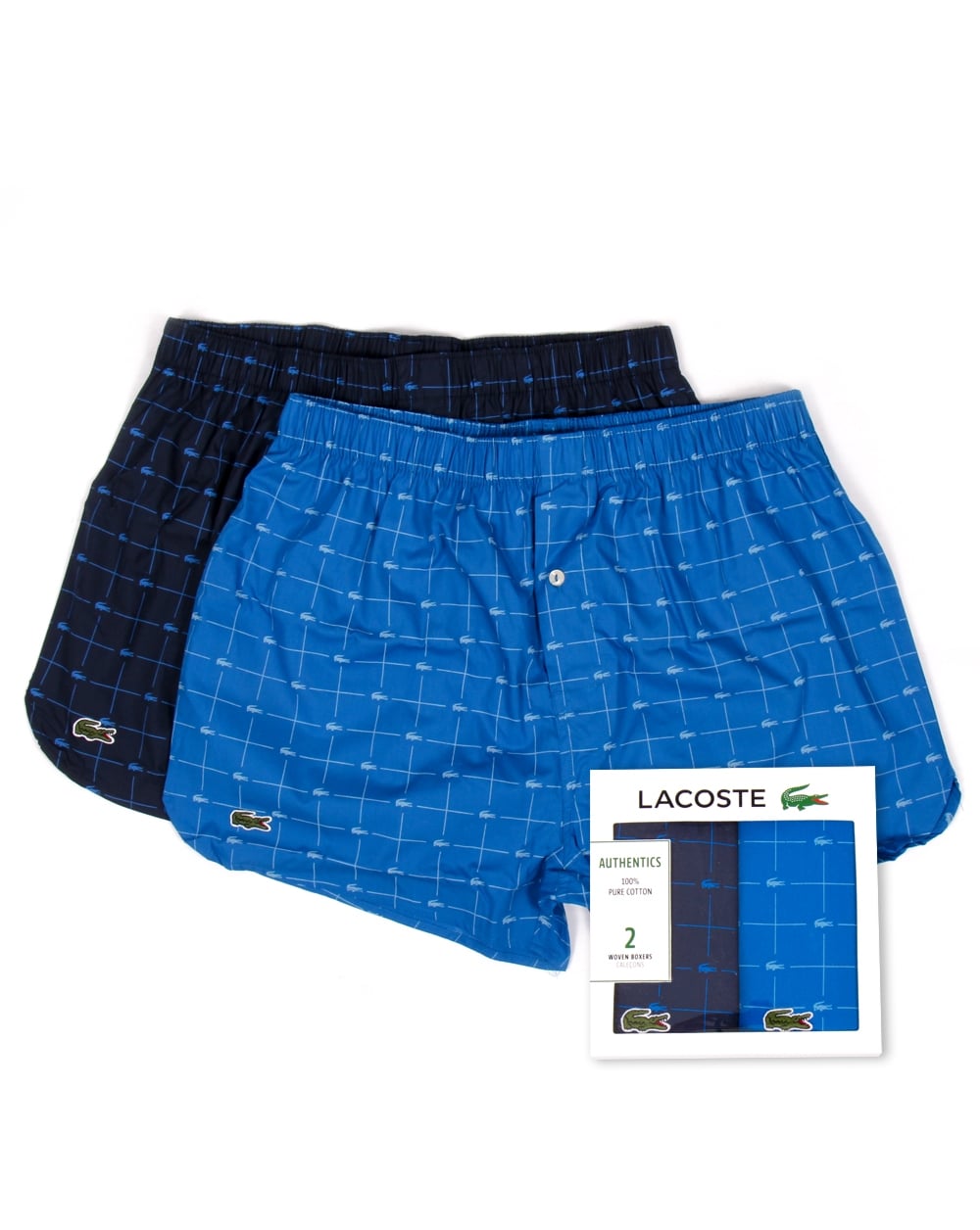Lacoste – Gewebte Boxershorts im Doppelpack, Blau