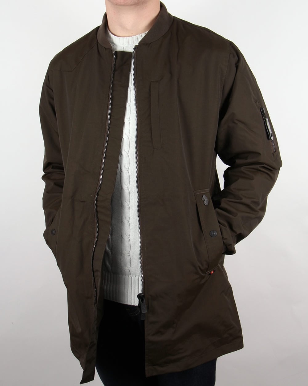 Luke Nation – Lange Jacke in Dunkelkhaki