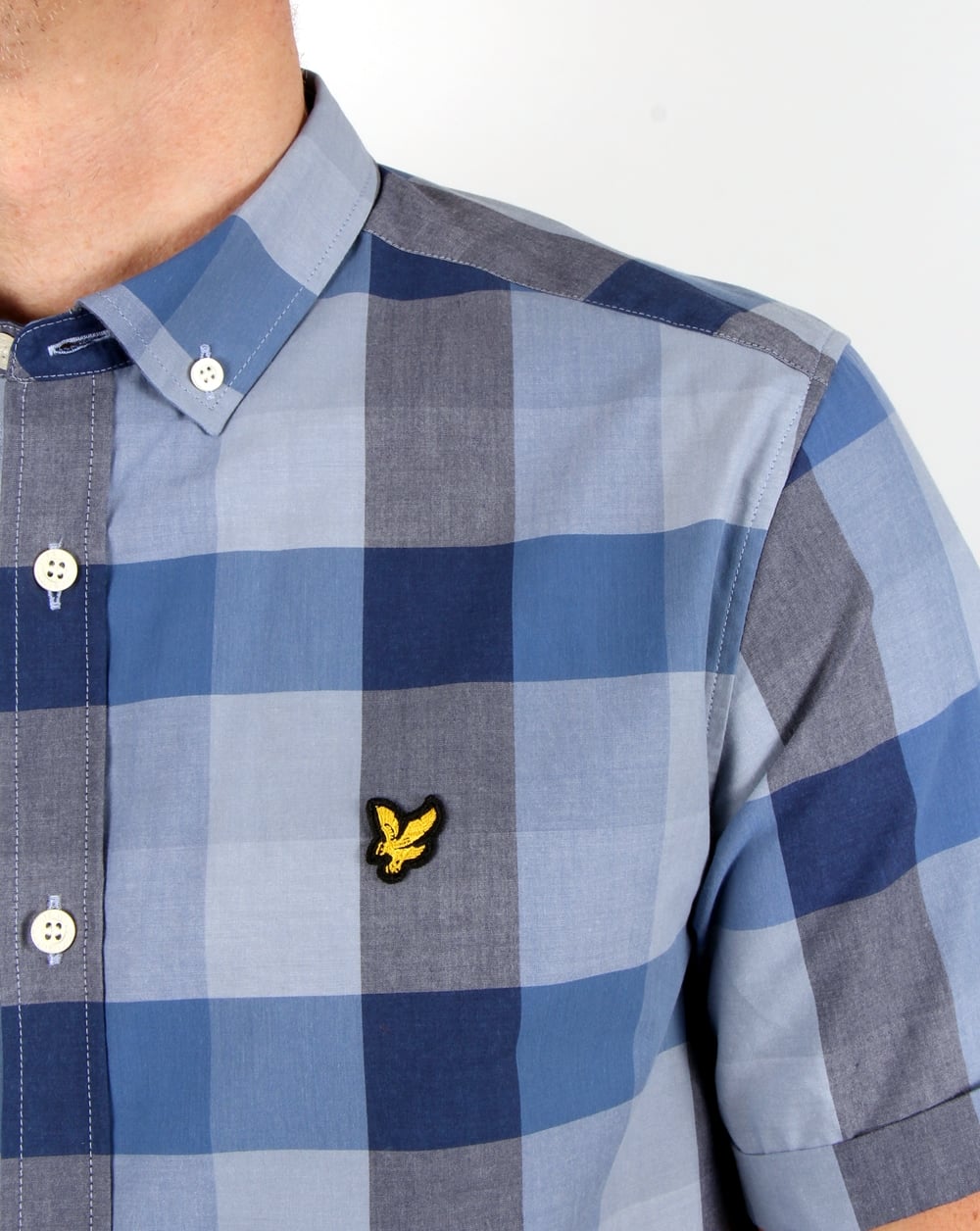 Lyle And Scott Kariertes Kurzarmhemd, Marineblau