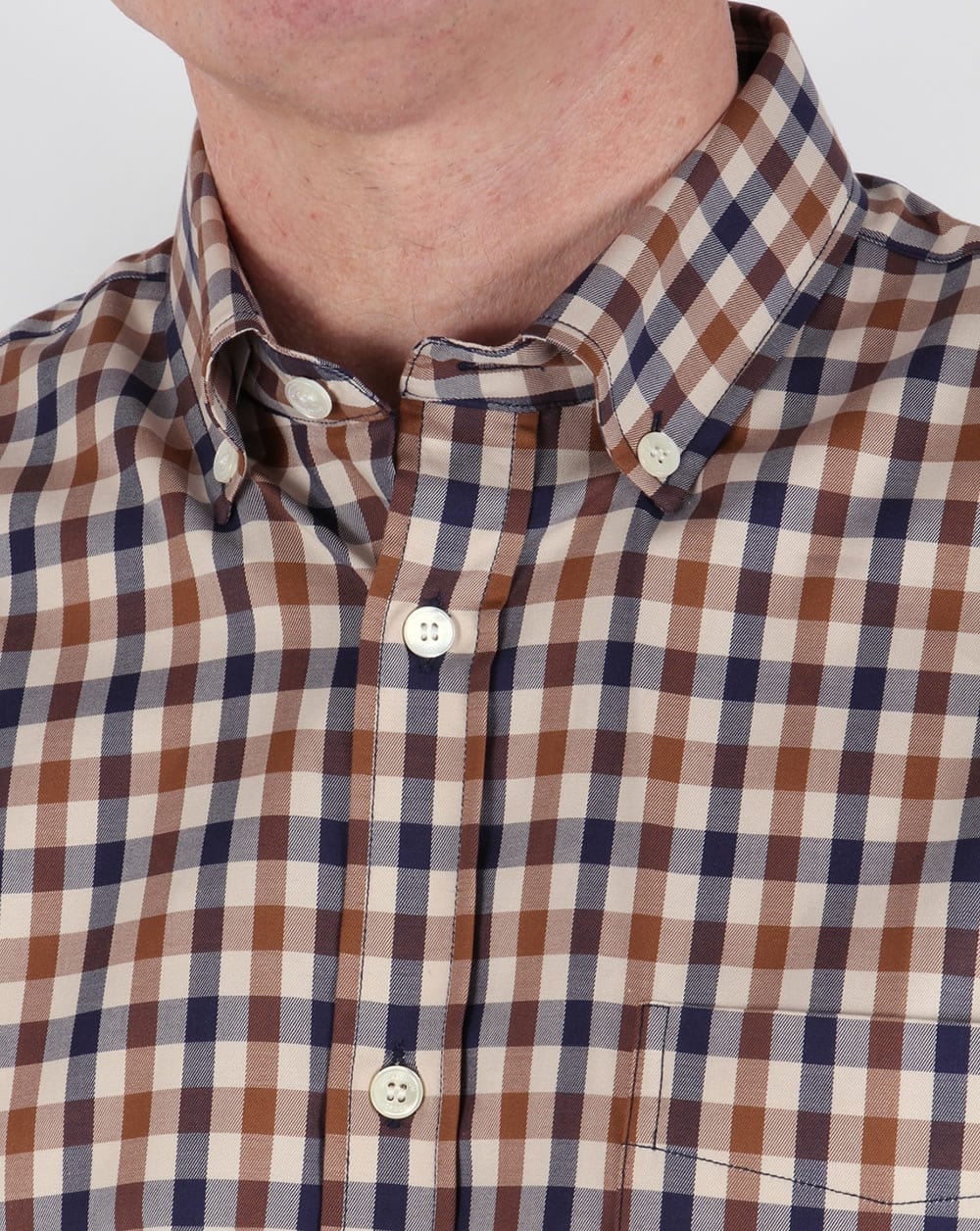 Aquascutum Emsworth Check Kurzarmhemd Vicuna