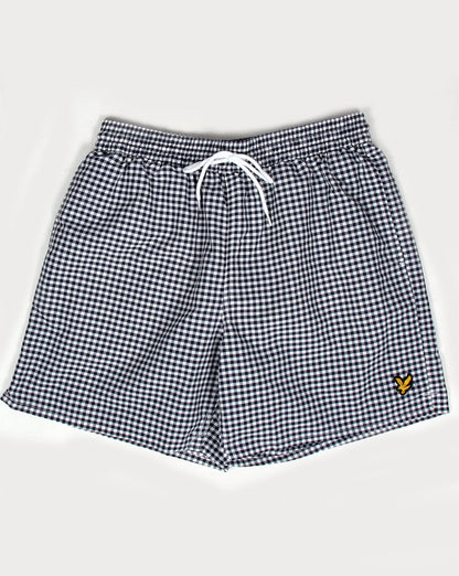 Lyle And Scott – Gingham-Badeshorts in Marineblau