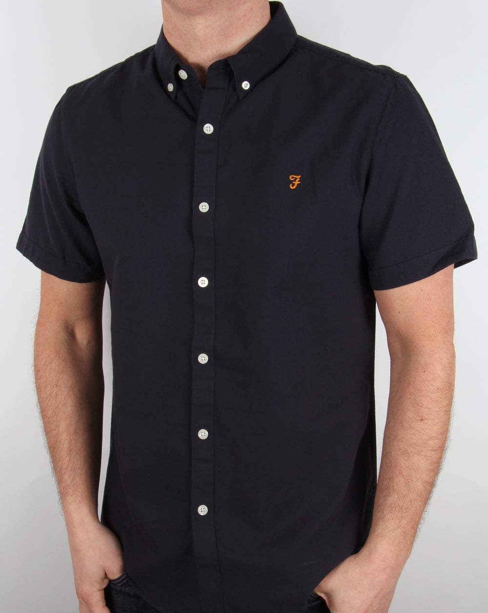 Farah – Brewer – Kurzarmhemd in Marineblau