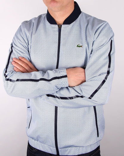 Lacoste Honeycomb Trainingsjacke Weiß/Marineblau