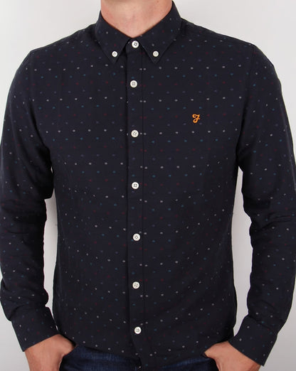 Farah Garfield Slim Fit Hemd Marineblau