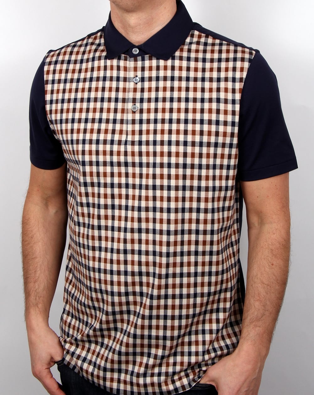 Aquascutum Dillon Club Karo-Poloshirt Marineblau/Vikuna