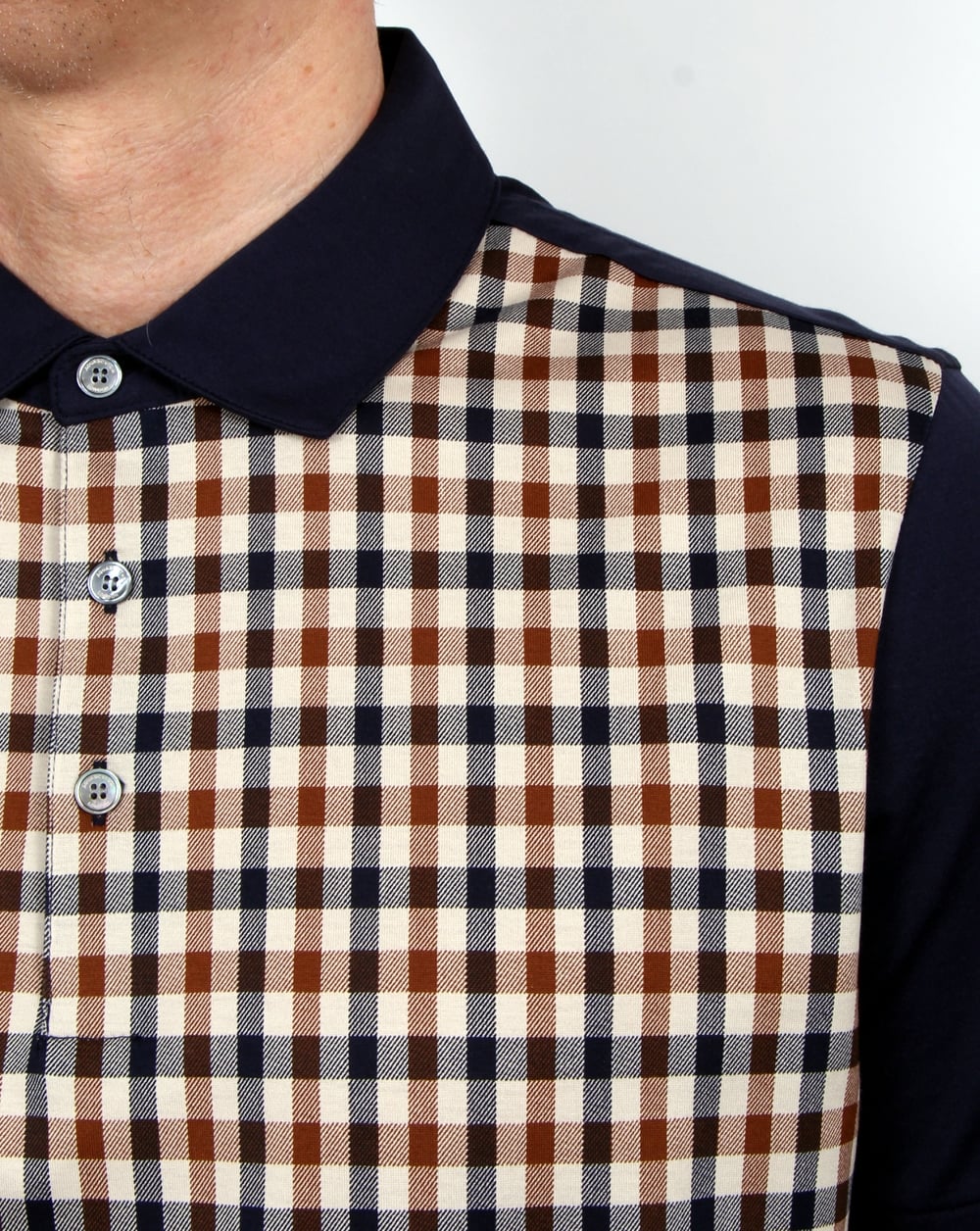 Aquascutum Dillon Club Karo-Poloshirt Marineblau/Vikuna