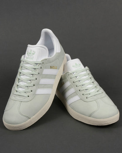 Adidas Gazelle Leder-Sneaker Leinengrün/Weiß