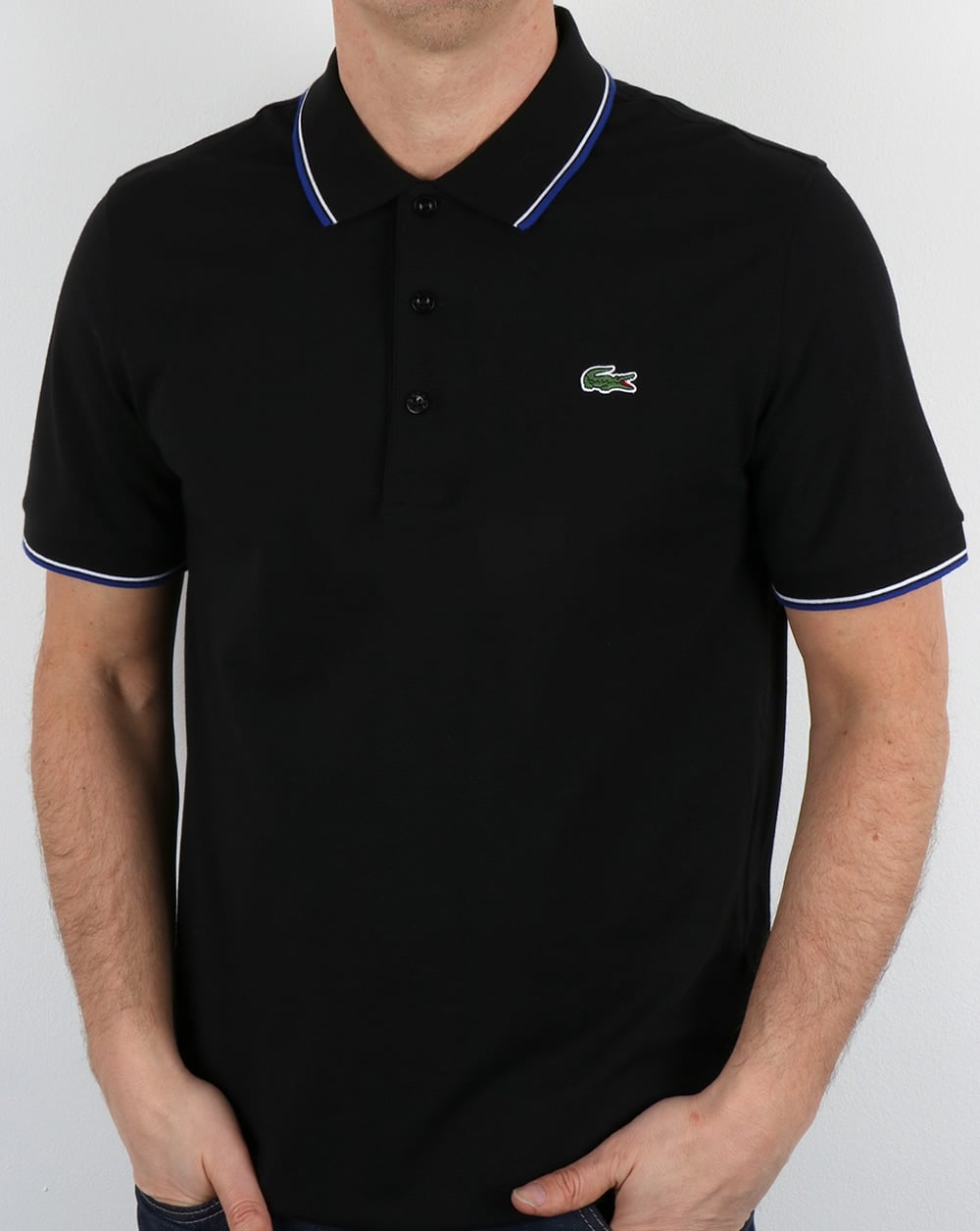 Lacoste Tipped Poloshirt Schwarz/Französischblau