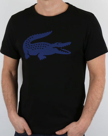 Lacoste T-Shirt mit Kroko-Print Schwarz/Französischblau