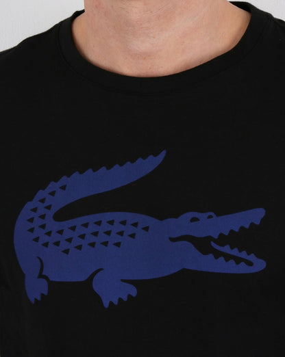 Lacoste T-Shirt mit Kroko-Print Schwarz/Französischblau