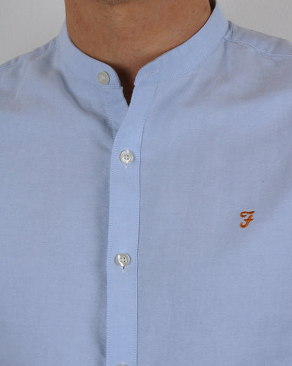 Farah Klassisches Hemd mit Grandad-Kragen, Himmelblau
