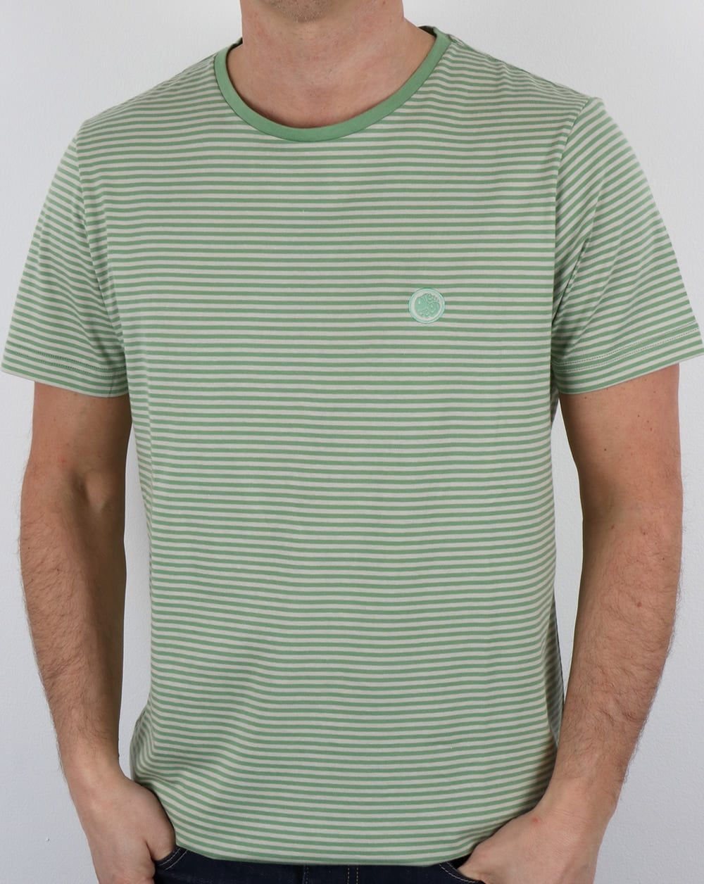 Pretty Green Gestreiftes Feeder T-Shirt Hellgrün