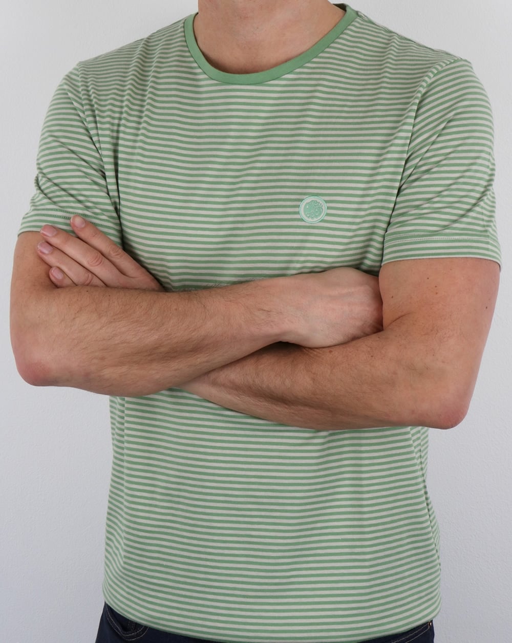 Pretty Green Gestreiftes Feeder T-Shirt Hellgrün