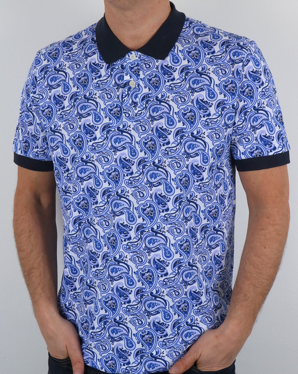 Pretty Green Caversham Paisley Poloshirt Blau