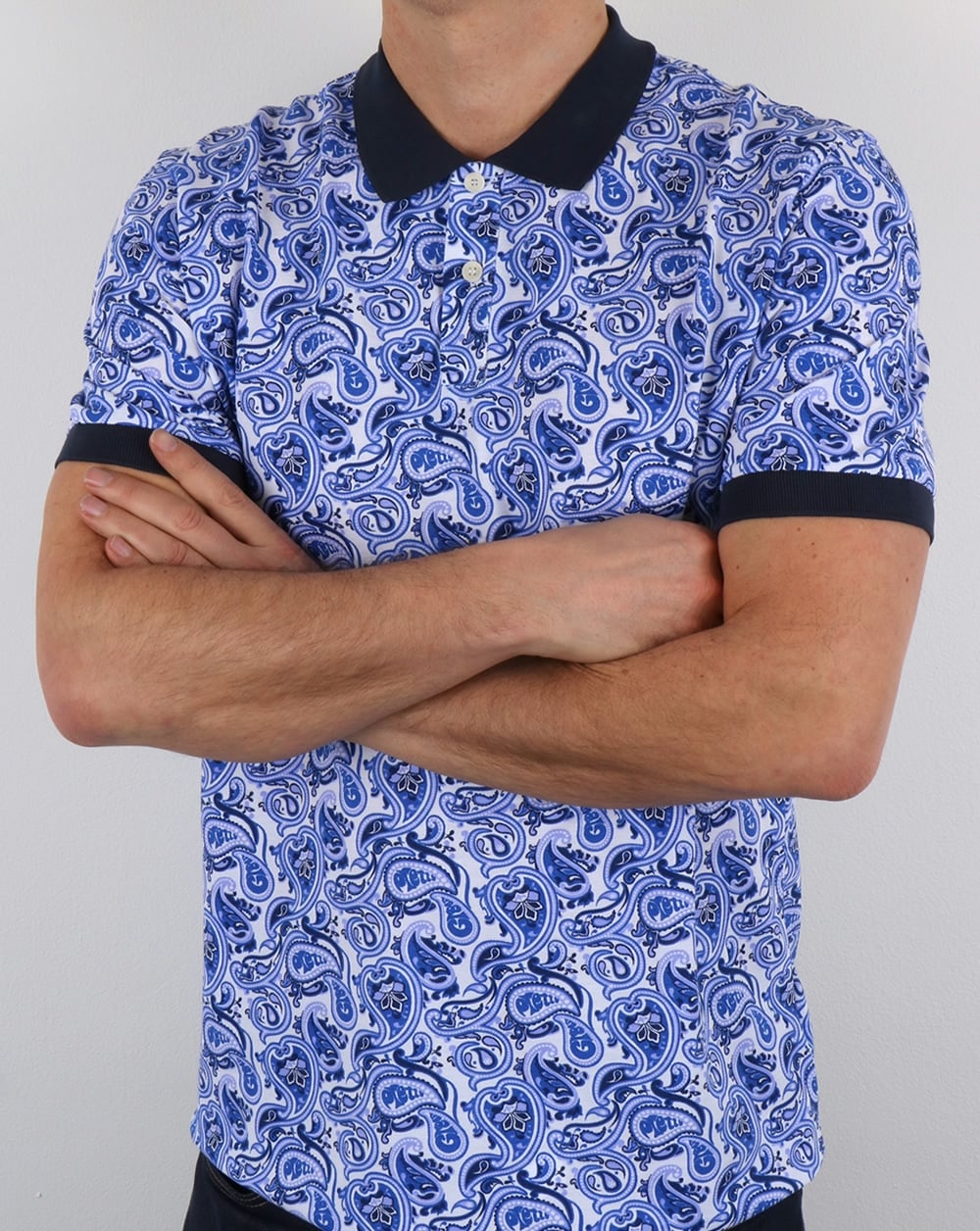 Pretty Green Caversham Paisley Poloshirt Blau