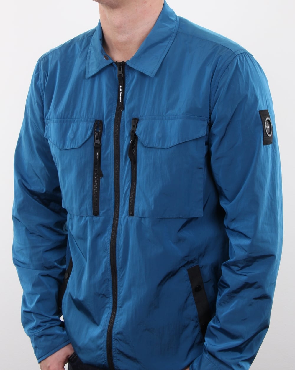 Marshall Artist Liquid Nylon Kapuzen-Overshirt Cyan