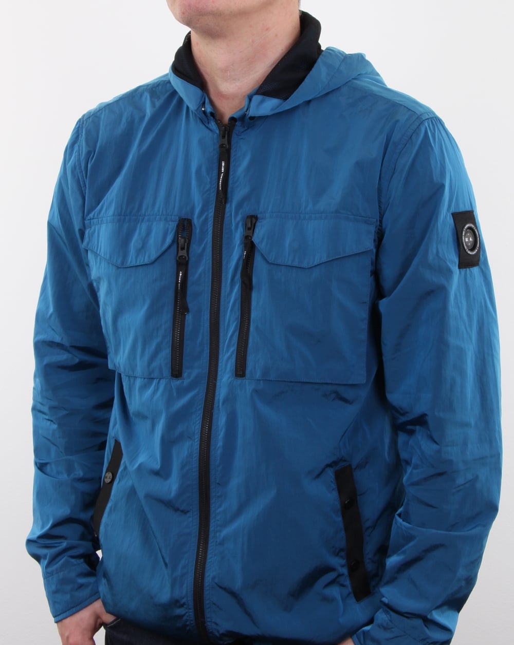 Marshall Artist Liquid Nylon Kapuzen-Overshirt Cyan
