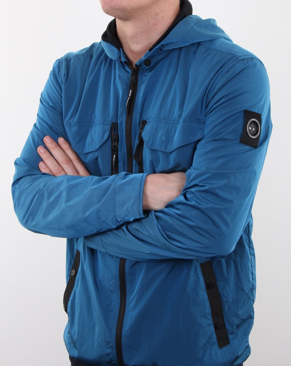 Marshall Artist Liquid Nylon Kapuzen-Overshirt Cyan