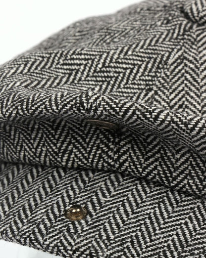 80er Casual Classics Fischgräten-Newsboy-Mütze Grau