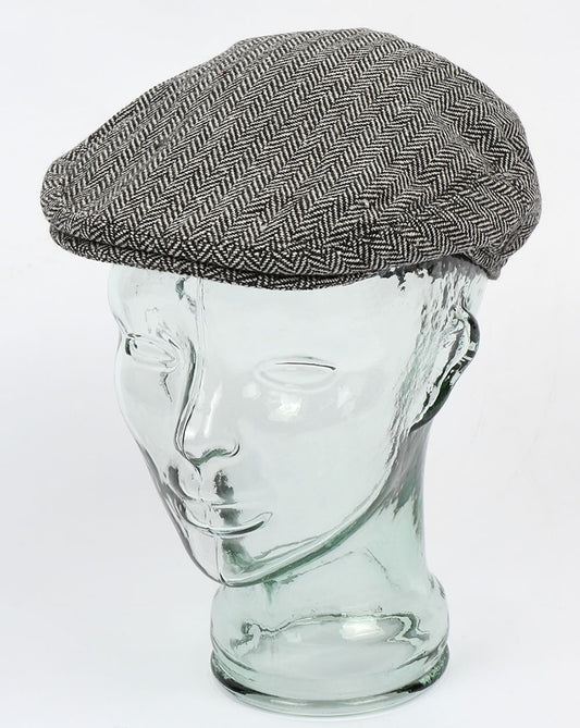 80er Casual Classics Schiebermütze mit Fischgrätenmuster Grau