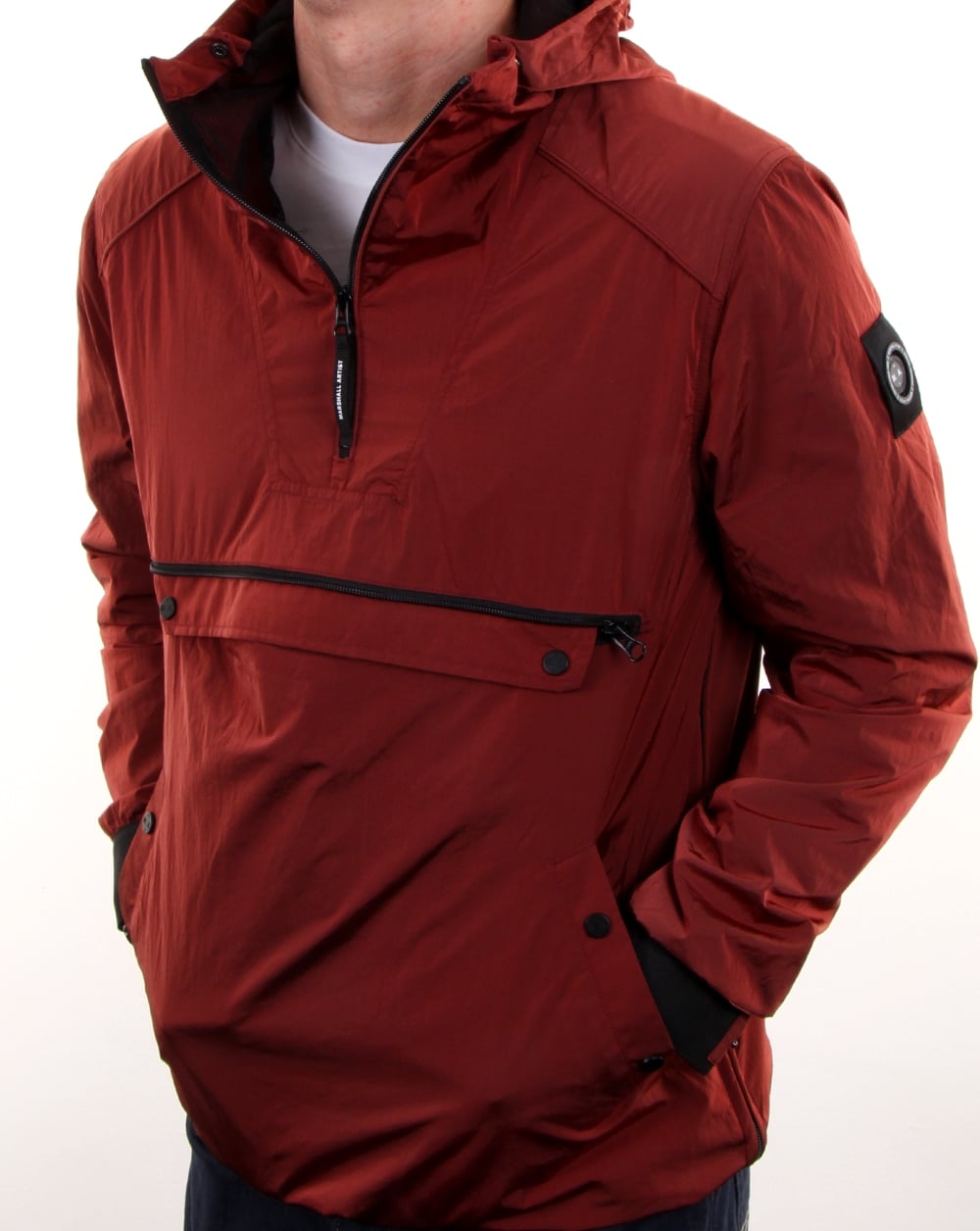 Marshall Artist – Liquid Nylon-Jacke mit halbem Reißverschluss in Burnt Orange