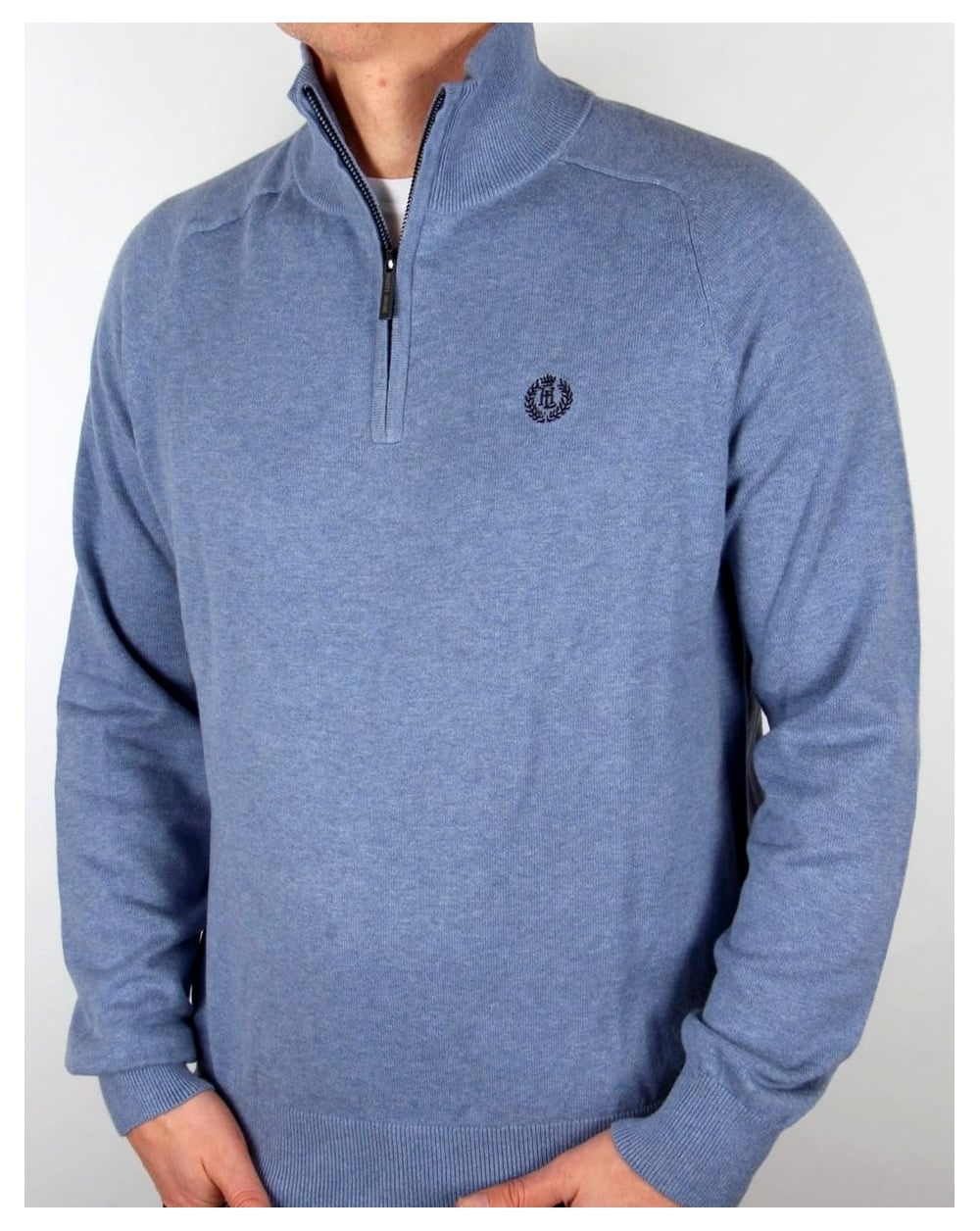 Henri Lloyd Strickpullover mit halbem Reißverschluss, Frostblau