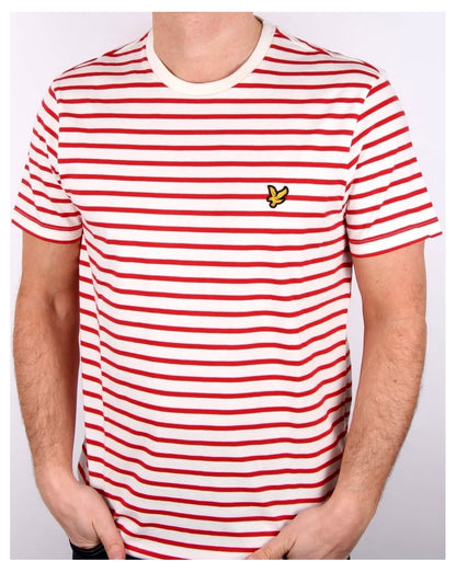 Lyle And Scott – T-Shirt mit Breton-Streifen in Racing-Rot