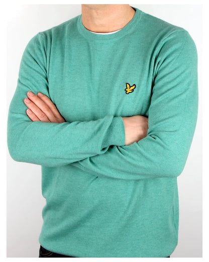 Lyle And Scott Rundhalspullover aus Baumwoll-Merinowolle Mittelgrün