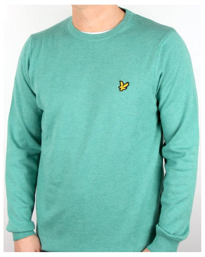 Lyle And Scott Rundhalspullover aus Baumwoll-Merinowolle Mittelgrün
