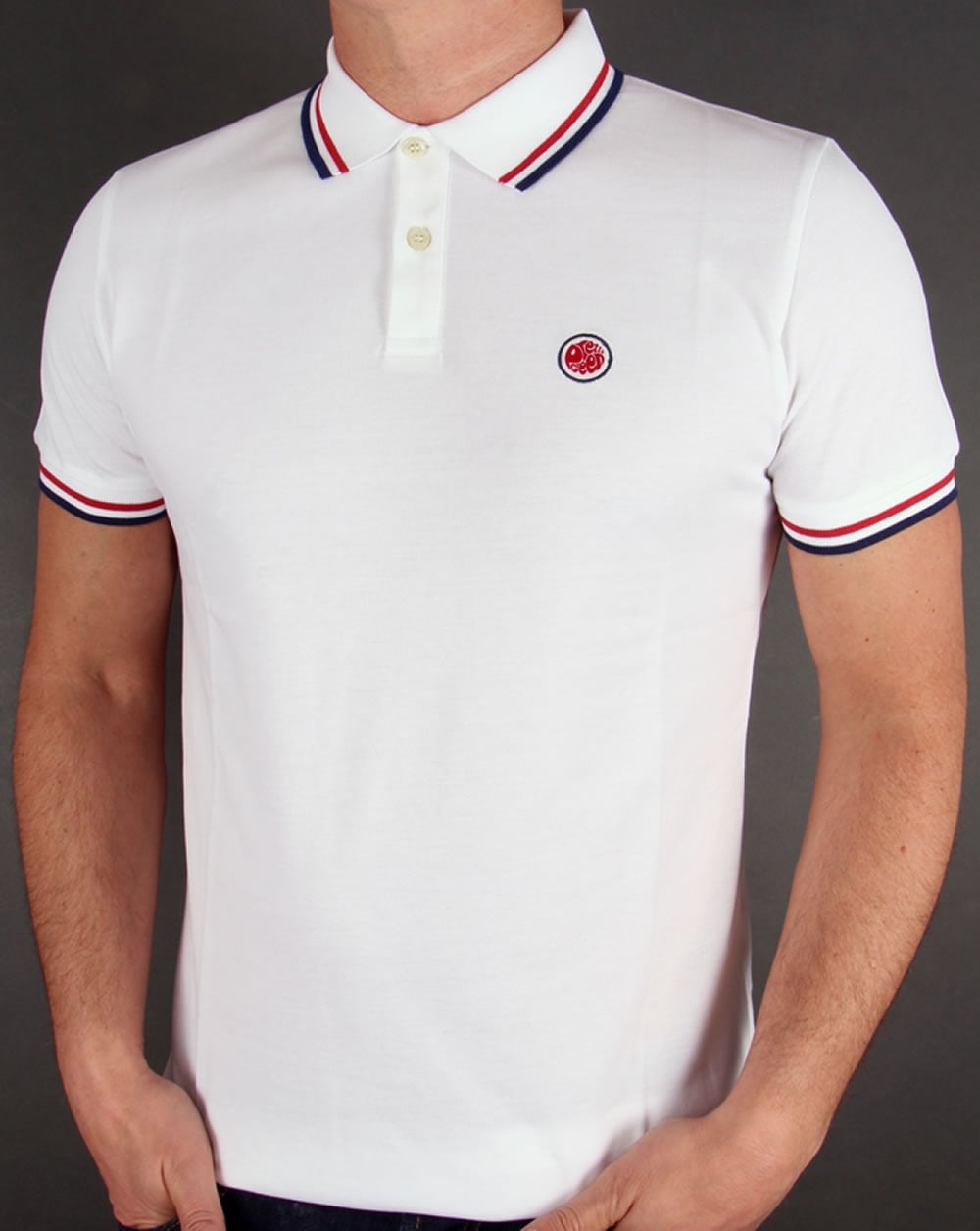 Pretty Green Poloshirt mit Streifen in Weiß