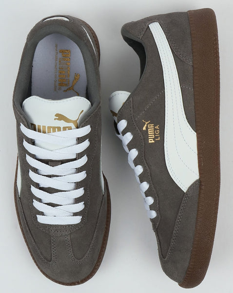 Puma Liga Suede Trainers Steel Grey/White