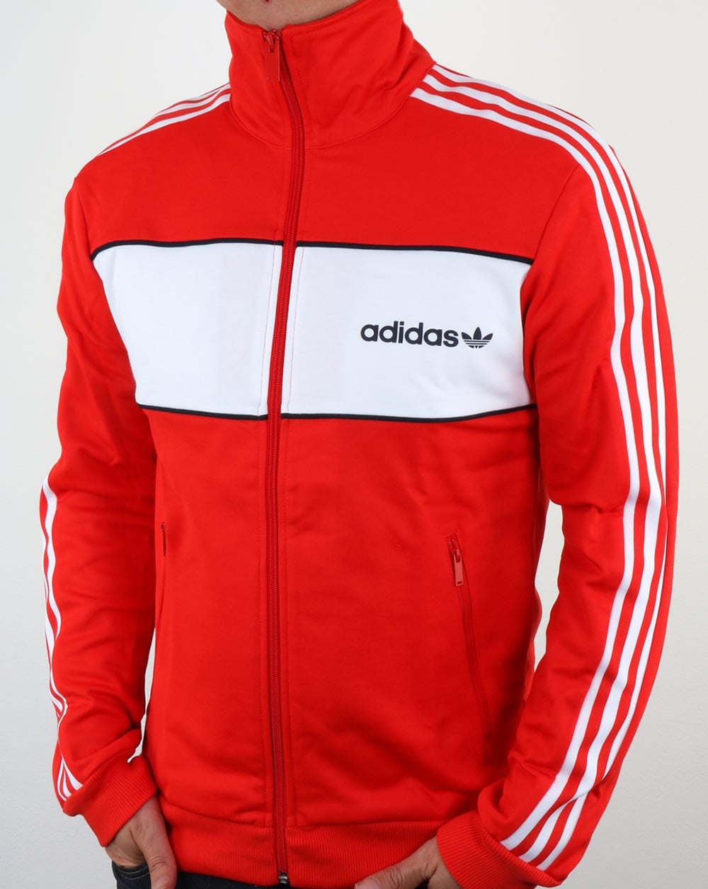 Adidas Originals – Block-Trainingsjacke in Kernrot