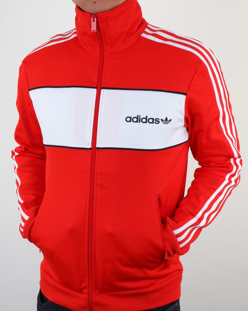 Adidas Originals – Block-Trainingsjacke in Kernrot