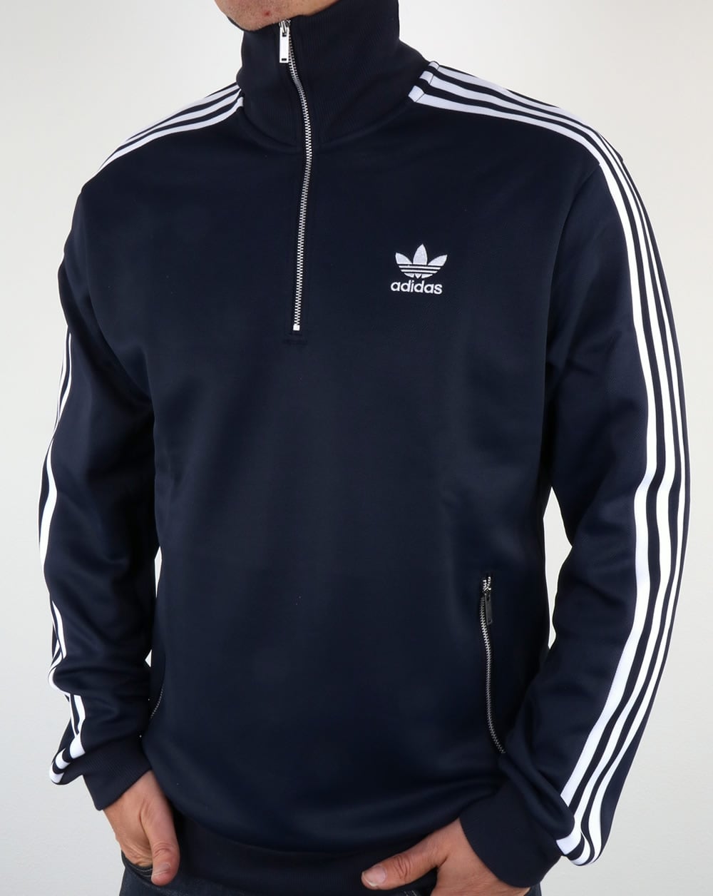 Adidas Originals – Trainingsoberteil im Stil der 90er mit halbem Reißverschluss in Marineblau