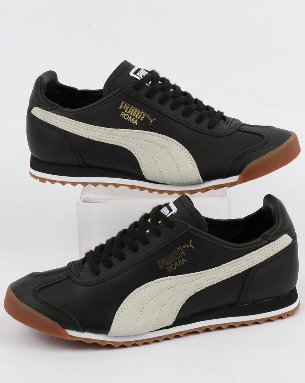 Puma Roma Leder-Sneaker im 80er-Jahre-Stil Schwarz/Weiß