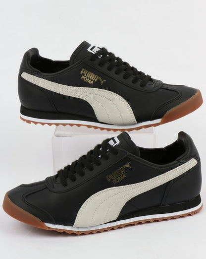 Puma Roma Leder-Sneaker im 80er-Jahre-Stil Schwarz/Weiß