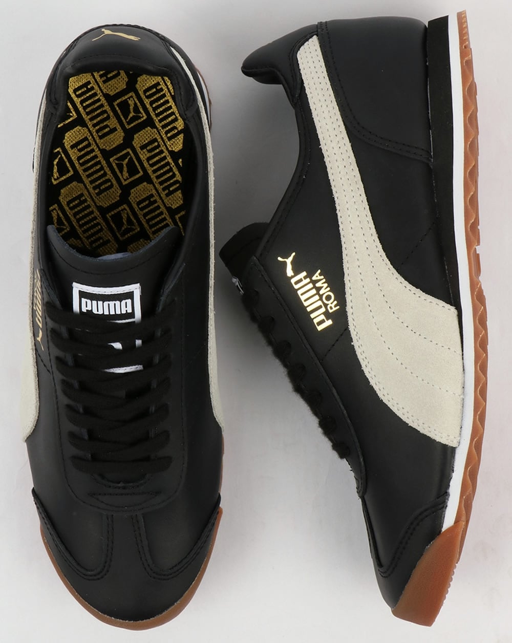 Puma Roma Leder-Sneaker im 80er-Jahre-Stil Schwarz/Weiß