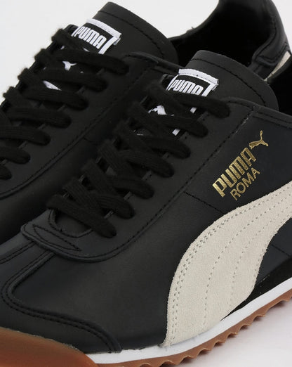 Puma Roma Leder-Sneaker im 80er-Jahre-Stil Schwarz/Weiß