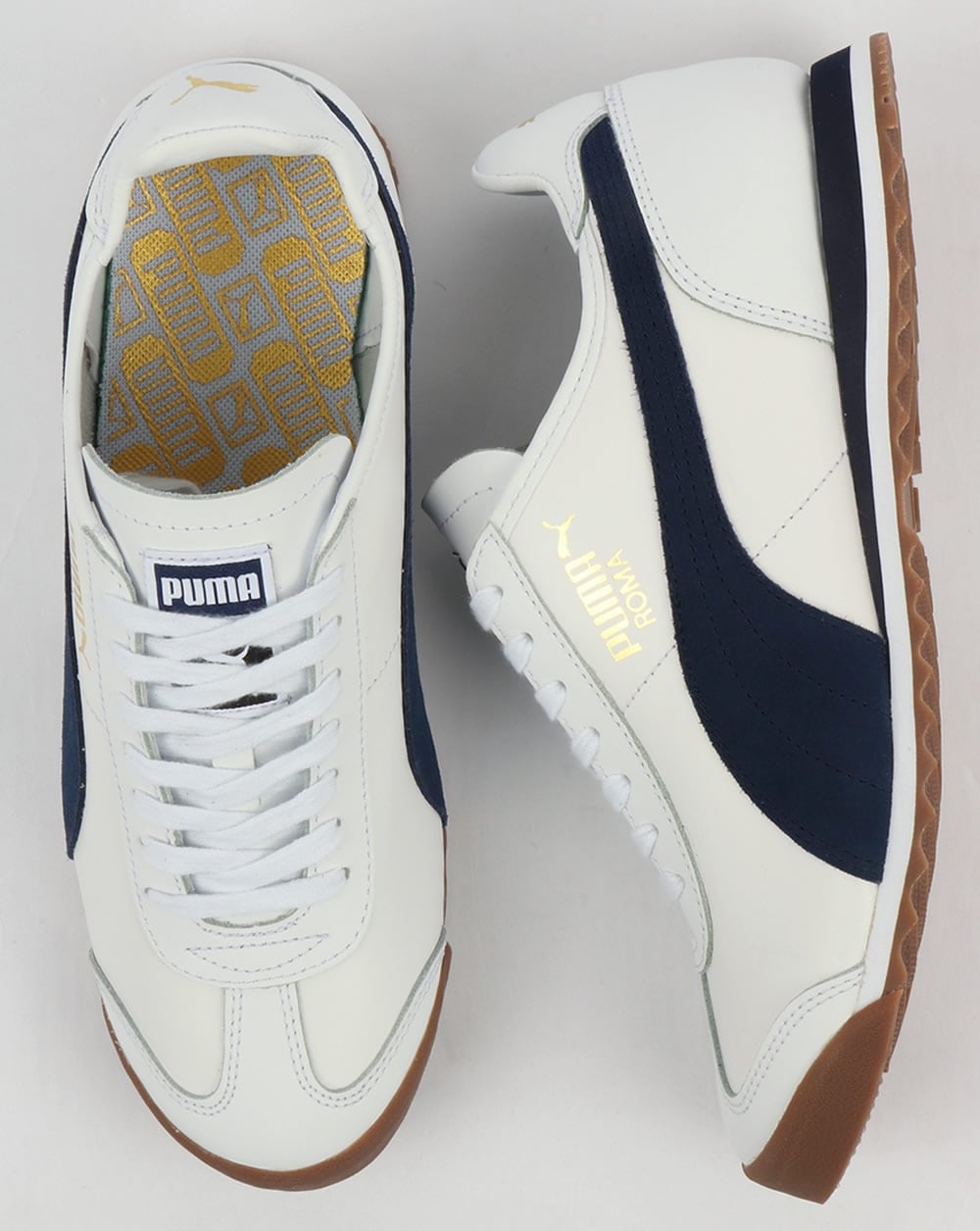 Puma Roma Leder-Sneaker im Stil der 80er Weiß/Marineblau