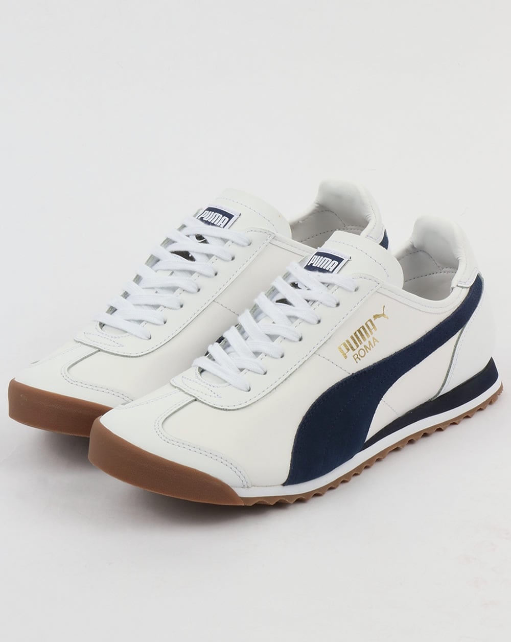Puma Roma Leder-Sneaker im Stil der 80er Weiß/Marineblau