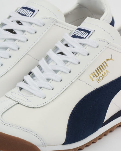 Puma Roma Leder-Sneaker im Stil der 80er Weiß/Marineblau